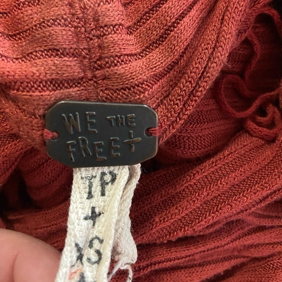 Free People Lover Rib Split Back Knit Sweater - Rust, Terracotta - Picture 8 of 10